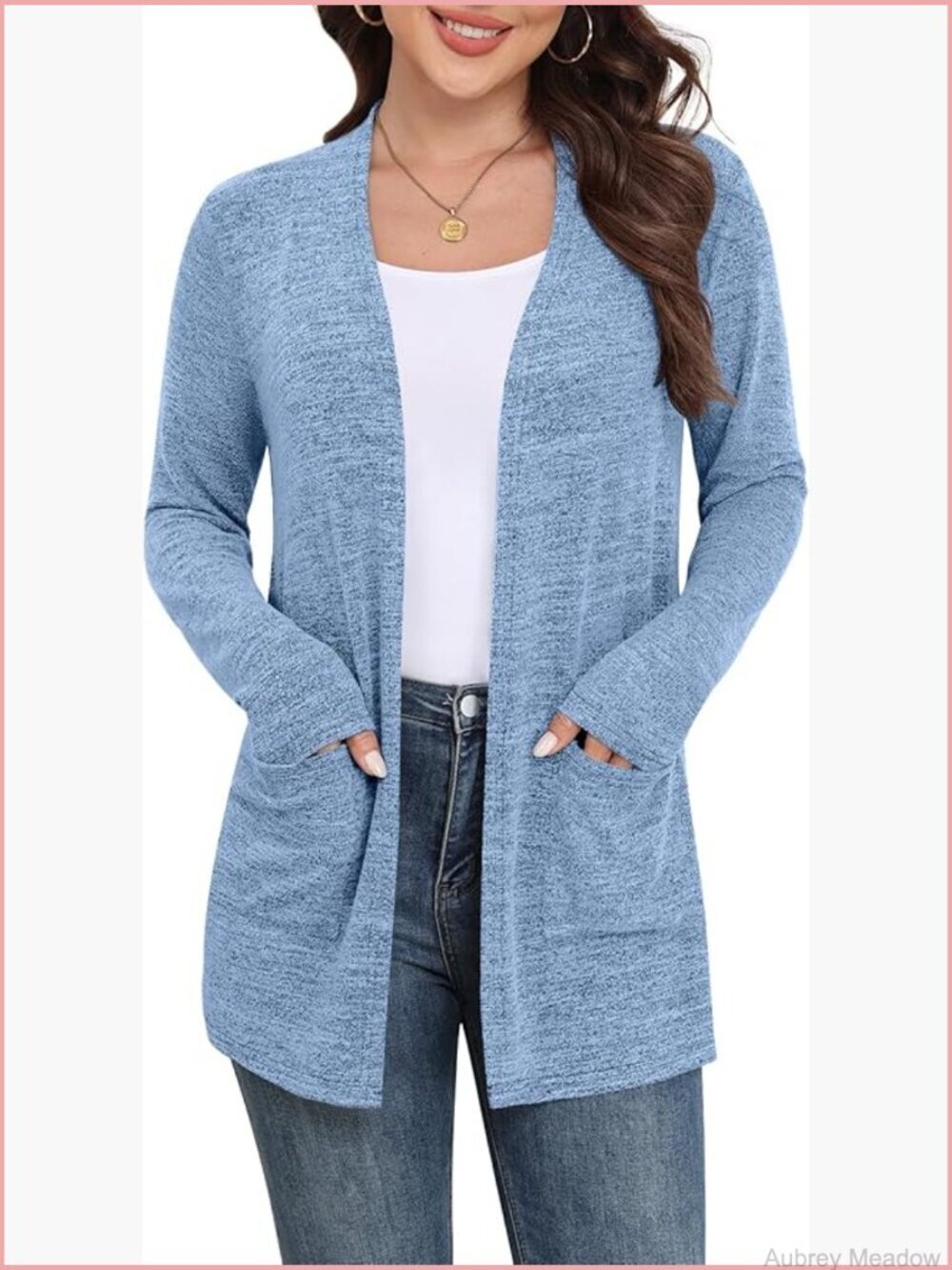 Lightweight Cardigan Long Sleeve Open Front with Pockets